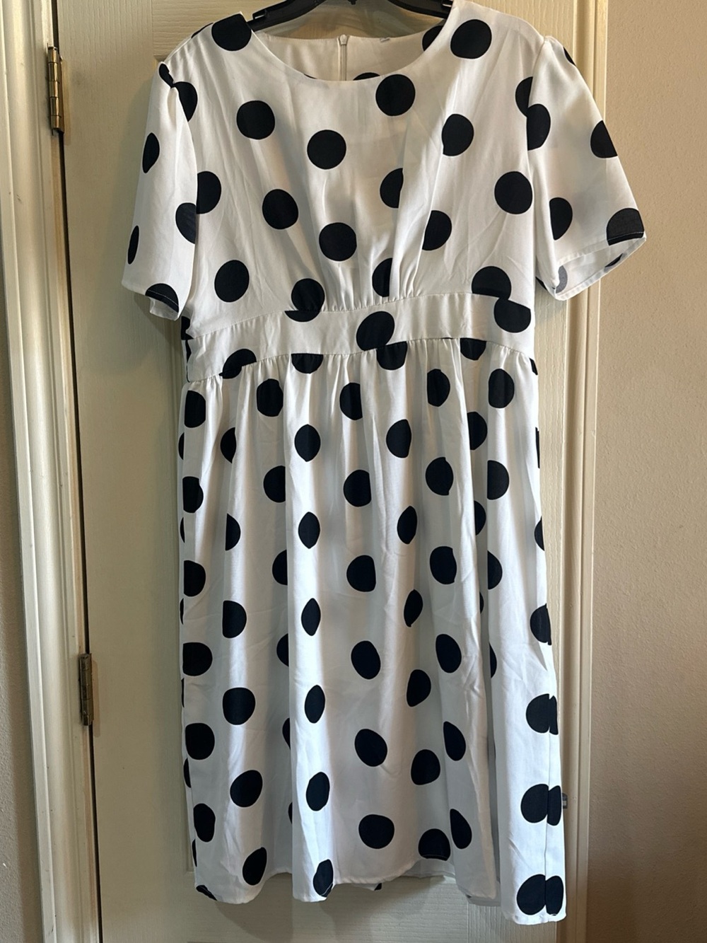 Petallush White Mini Dress with Black Polka Dots